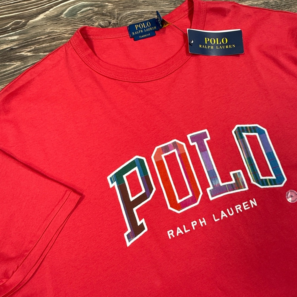 Polo Ralph Lauren Mens Size XL‎ T-Shirt Red Plaid Logo Graphic Classic Fit NEW